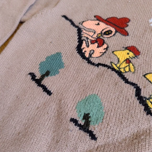 Vintage 60's 70's Kids Snoopy Knit Crewneck Sweater - Picture 4 of 5
